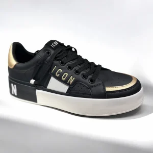ICON - Sneakers nera con dettagli bianchi e oro
