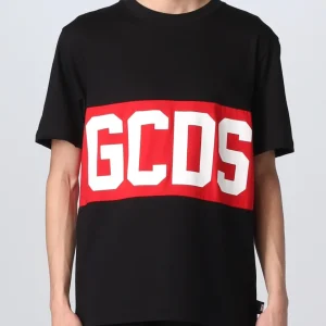 T-shirt GCDS con banda logo rosso nera