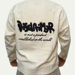 Maglia DISCLAIMER in felpa over bainco crema