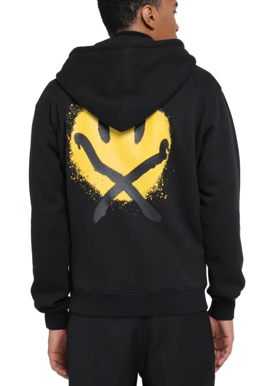 Felpa RICHMOND X cappuccio con zip stampa smile nera - immagine 2