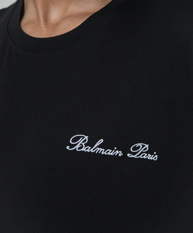 T-shirt BALMAIN large fit logo ricamato nera - immagine 4