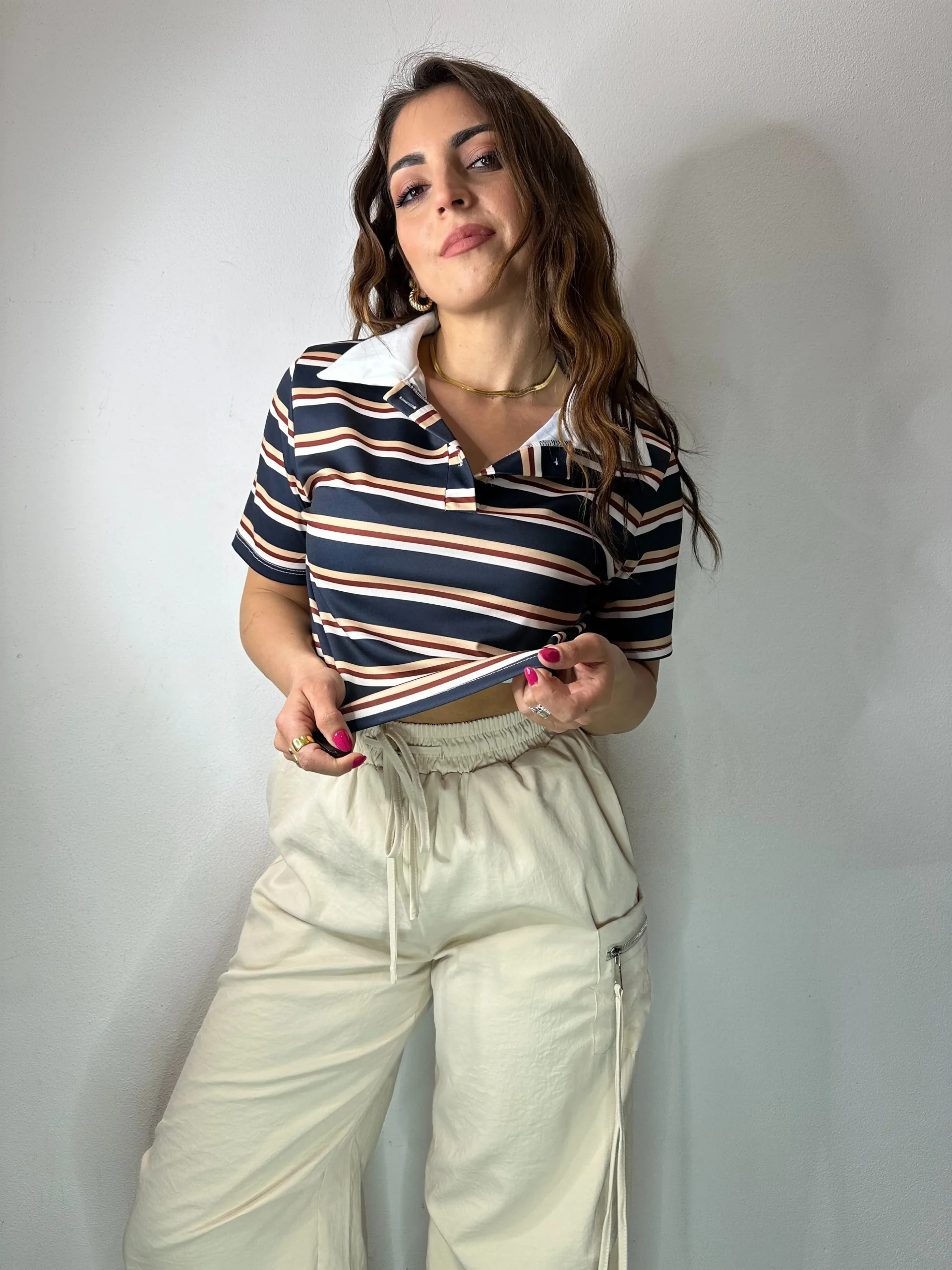 POLO A RIGHE CROP - immagine 5