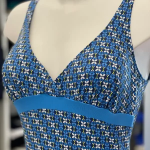 FATTORE C - Monokini blu fantasia con borchiette oro