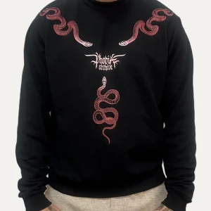 Felpa PHOBIA nera print snake rosso nera