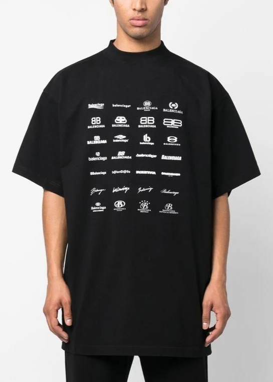 T-shirt BALENCIAGA oversize fit logo Archives nera - immagine 2