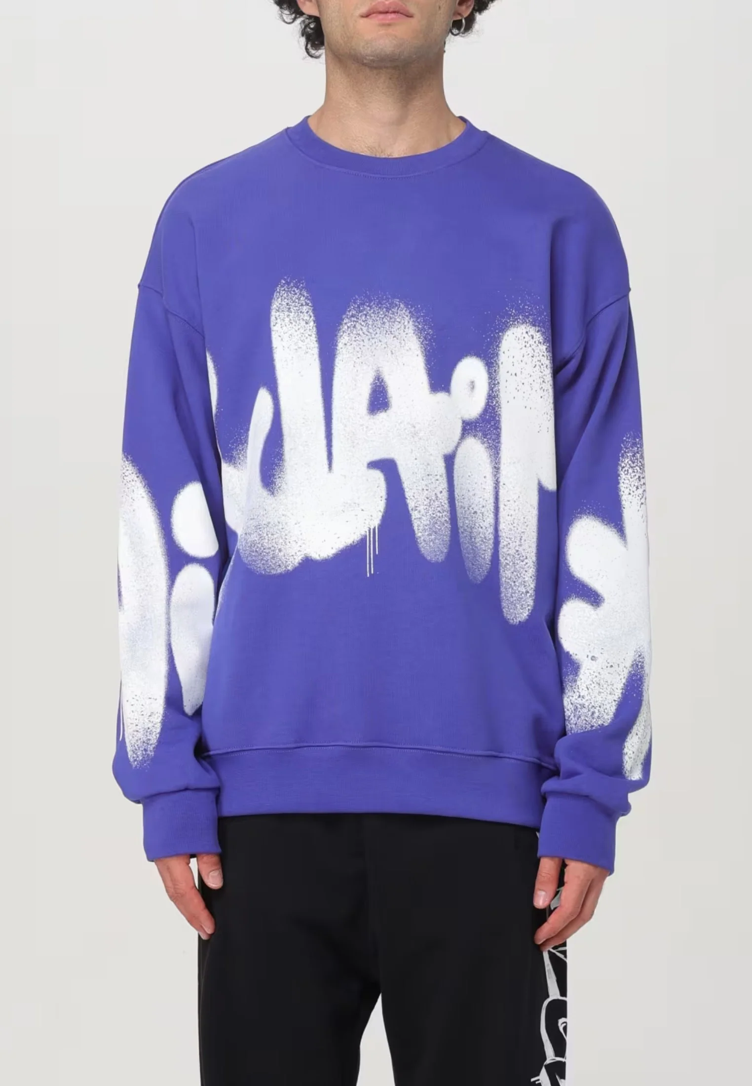 Felpa DISCLAIMER con stampa logo spray viola - immagine 2