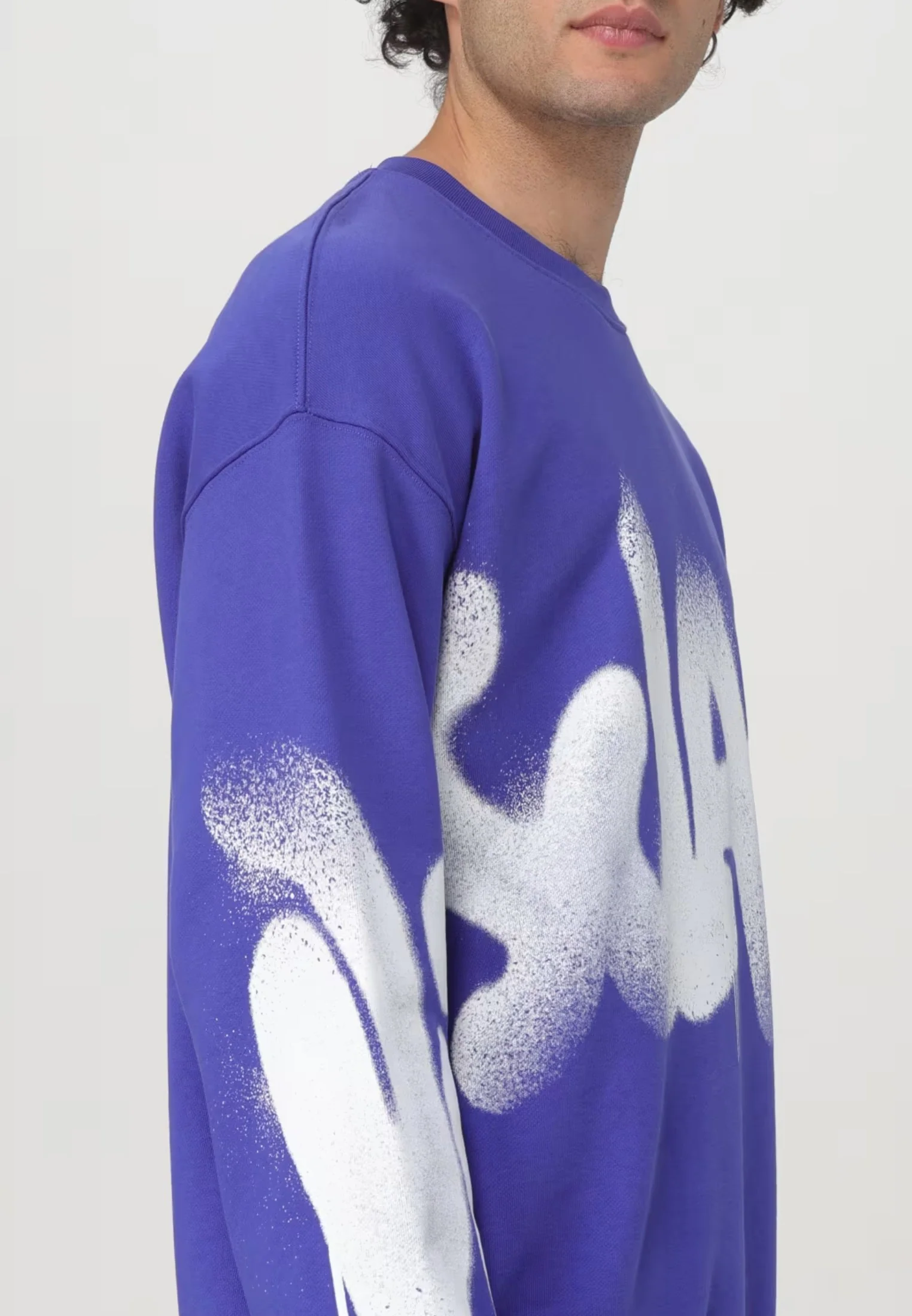 Felpa DISCLAIMER con stampa logo spray viola - immagine 4