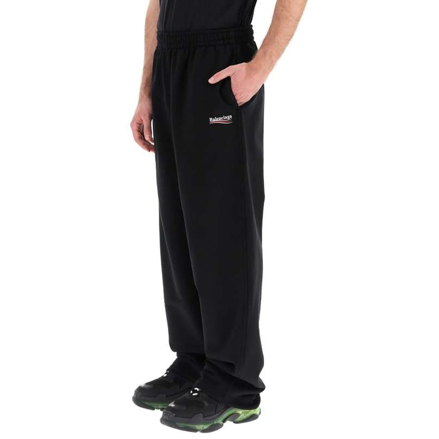 Pantalone unisex BALENCIAGA logo ricamato Political Campaign jogger Nero - immagine 8