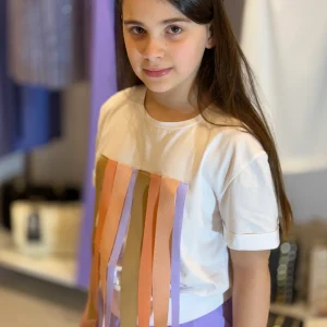 JANICE - T-shirt bianca con fasce bambina