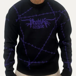 Maglione PHOBIA filo spinato viola nero