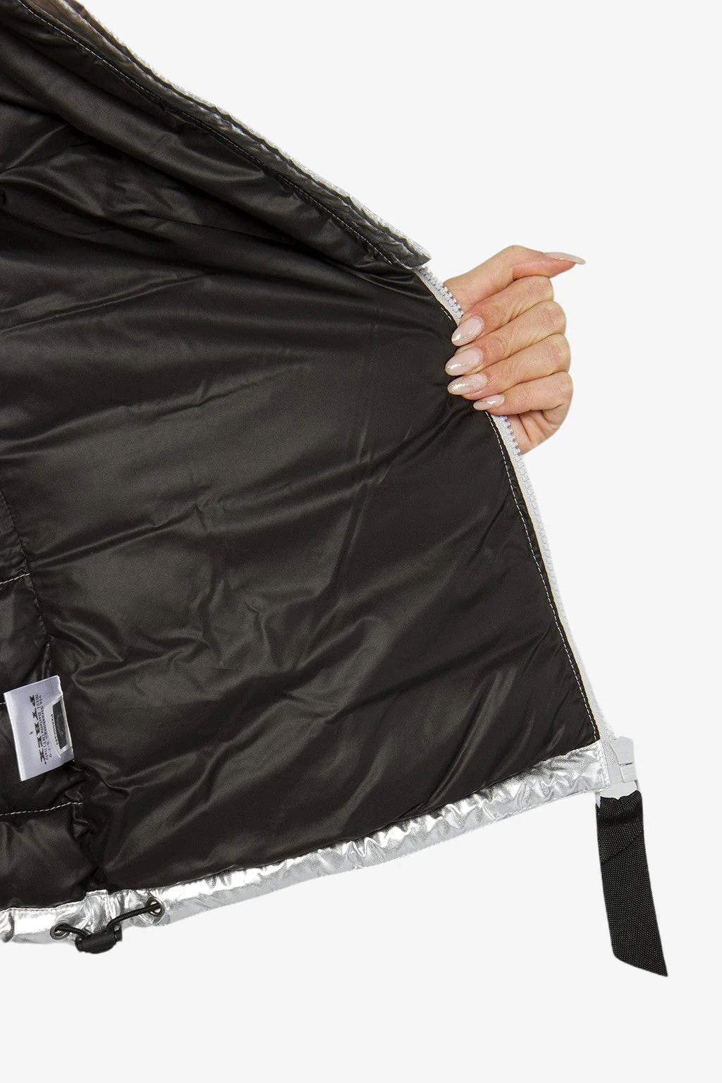 Piumino donna PYREX zip con cappuccio argento - immagine 7