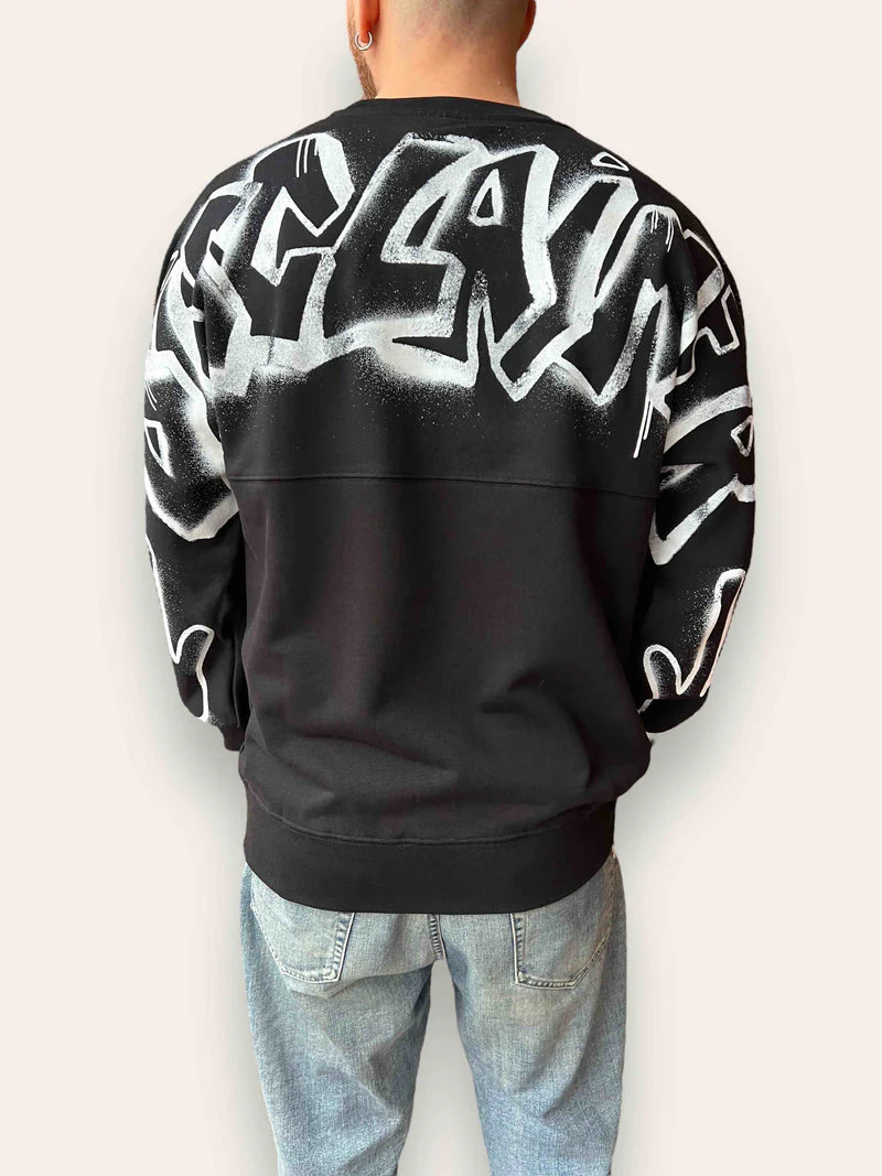 Felpa DISCLAIMER stampa logo sul retro nera - immagine 5