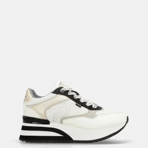 ANEKKE - Sneakers bianca platform con dettagli neri donna