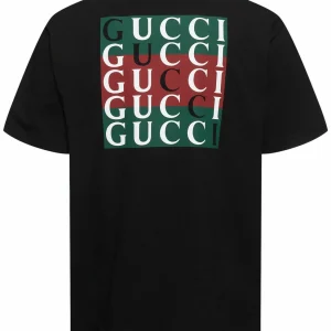 T-shirt GUCCI stampa web GG nera