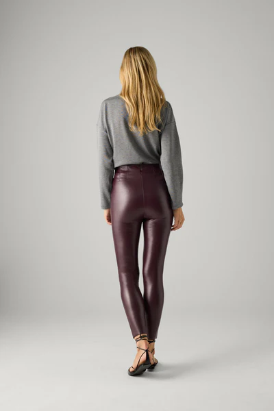 Pantaloni termici effetto pelle colore bordeaux - immagine 4