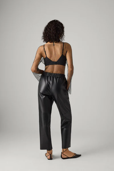 Pantaloni termici larghi effetto pelle nera - immagine 4
