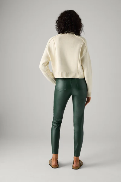 Jeans in tessuto gommato verde bottiglia - immagine 5