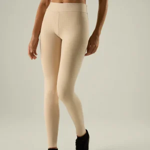 Leggings sportivi termici beige con interno in pile