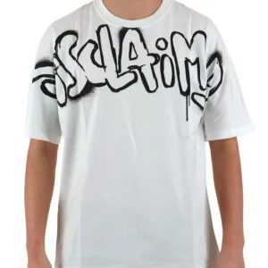 T-shirt DISCLAIMER stampa logo bianco