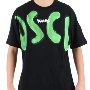 T-shirt DISCLAIMER stampa logo nero/verde