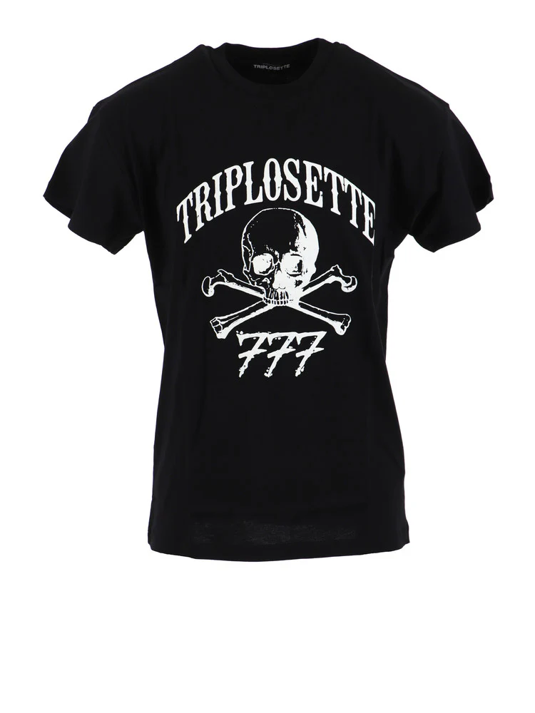 Tony Effe Completino estivo TRIPLOSETTE 777 t-shirt + bermuda stampa teschio nero - immagine 7