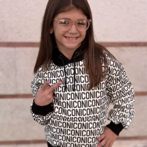 ICON - Felpa logata con cappuccio bambina
