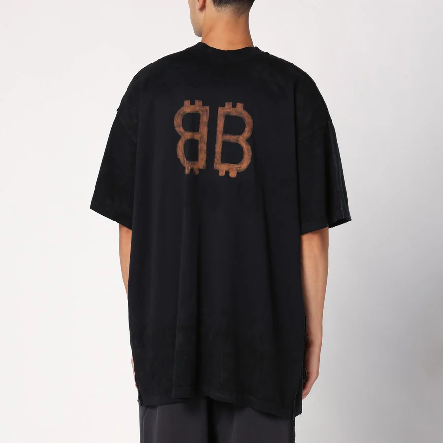 T-shirt BALENCIAGA oversize fit Paris Moon vintage nera - immagine 3