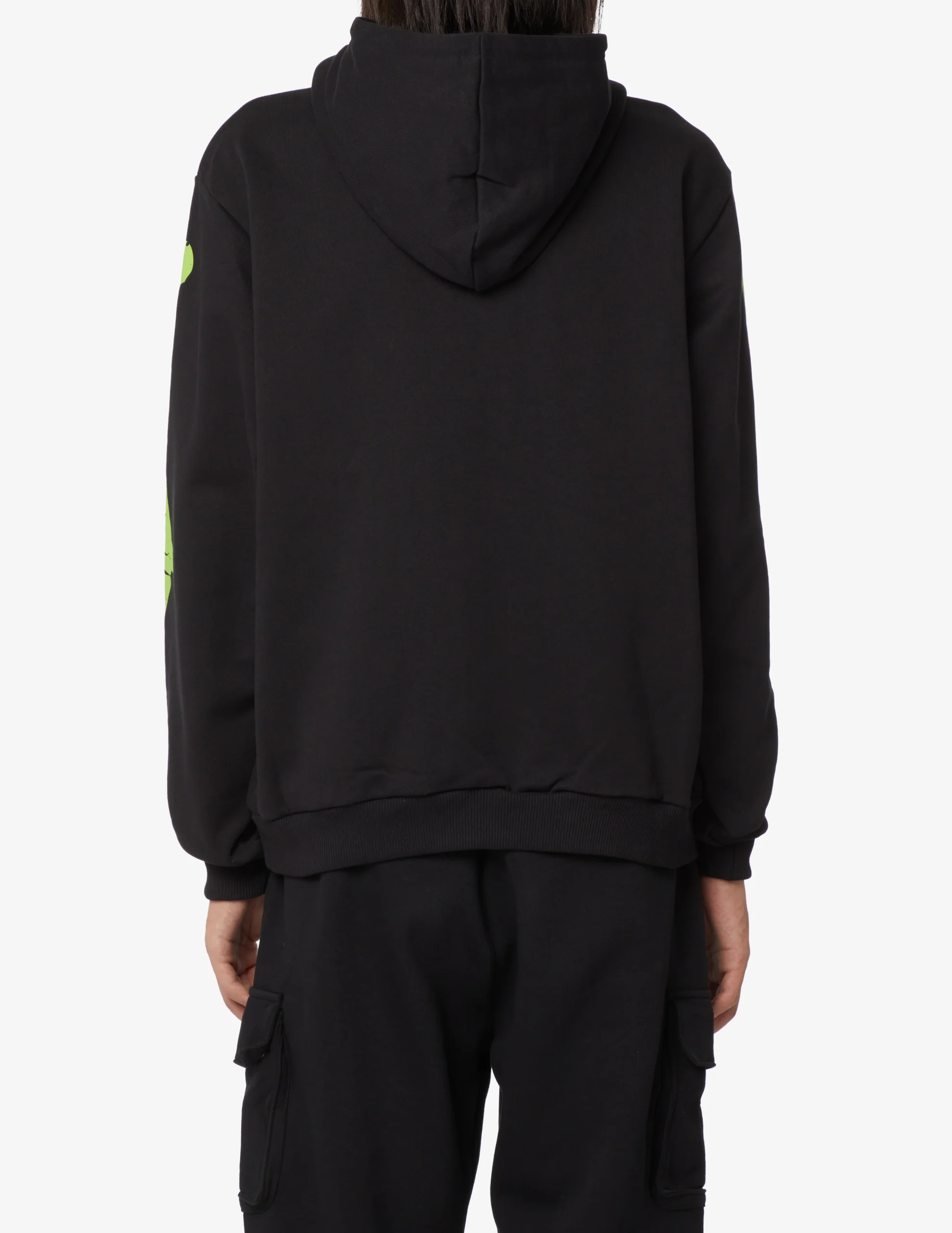 Felpa PHOBIA con cappuccio scheletro nero verde fluo - immagine 3