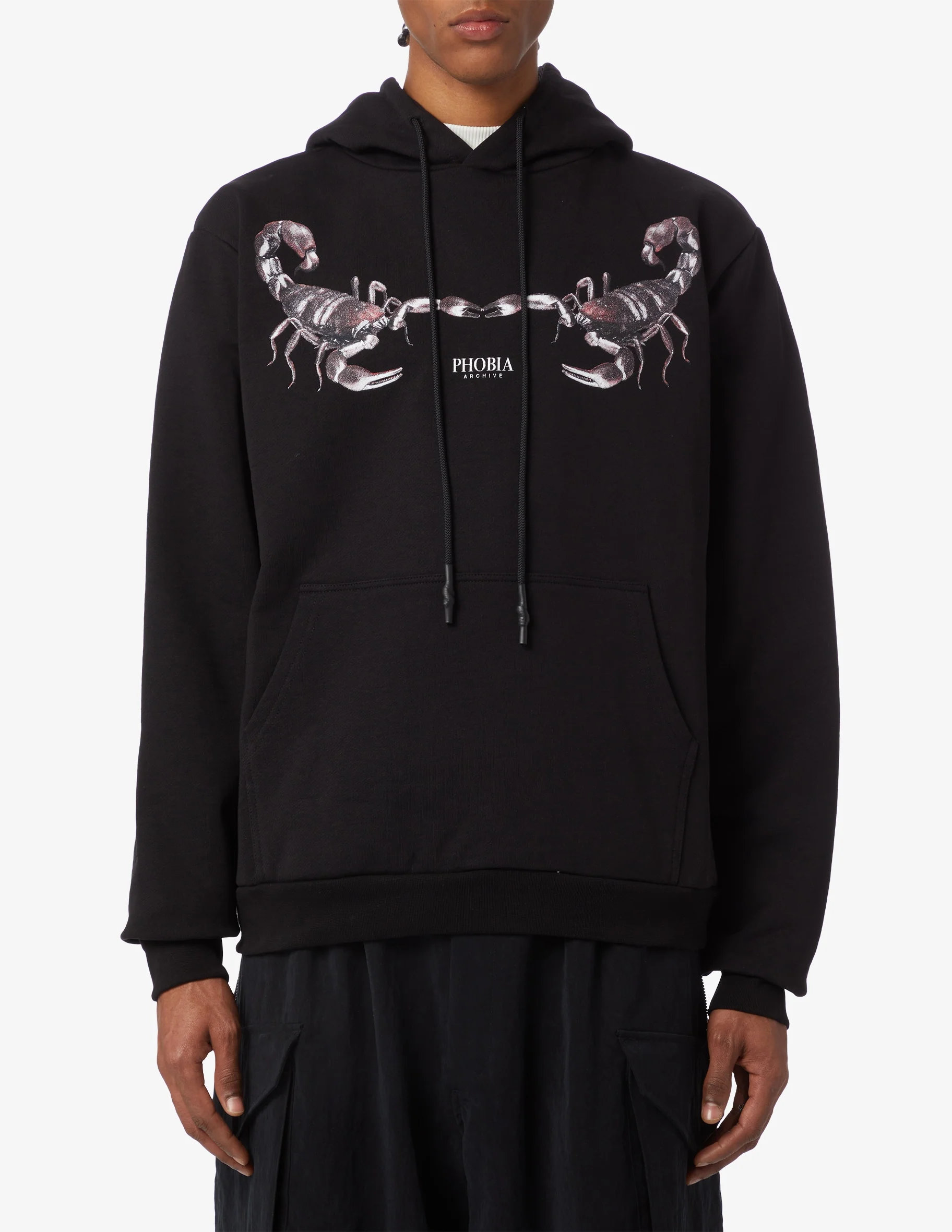 Felpa PHOBIA cappuccio stampa scorpione nero - immagine 2