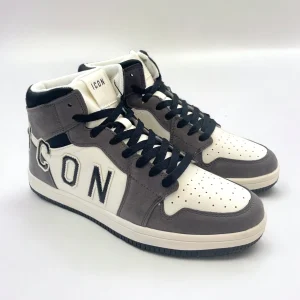 ICON - Sneakers alta grigia e bianca con logo