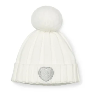 A-DEE - Cappello bianco con pon pon bambina