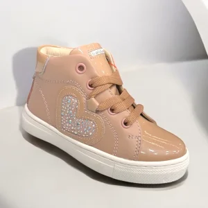 BALDUCCI - Sneaker rosa cipria con cuore in strass