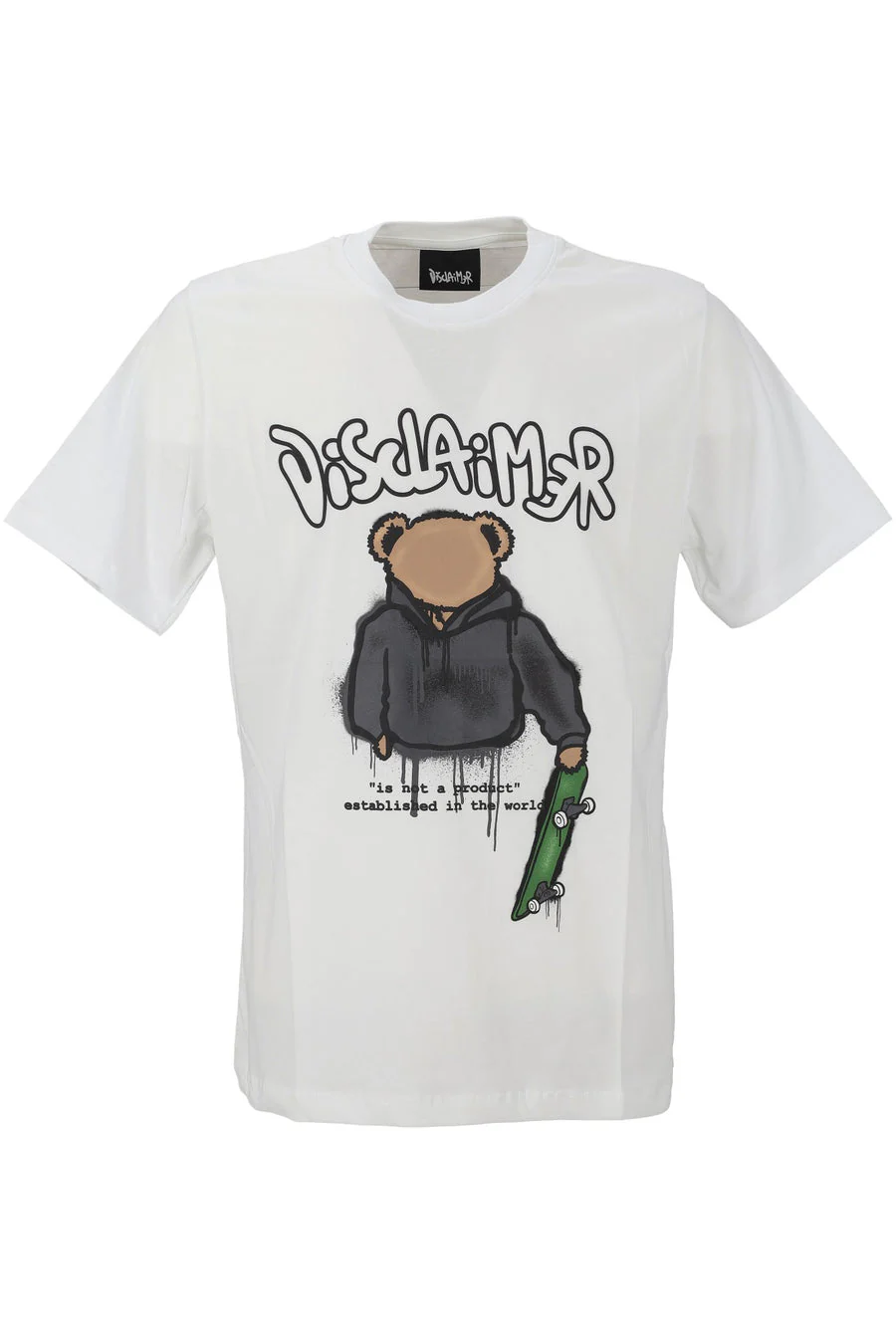 T-shirt DISCLAIMER stampa bear bianca - immagine 2