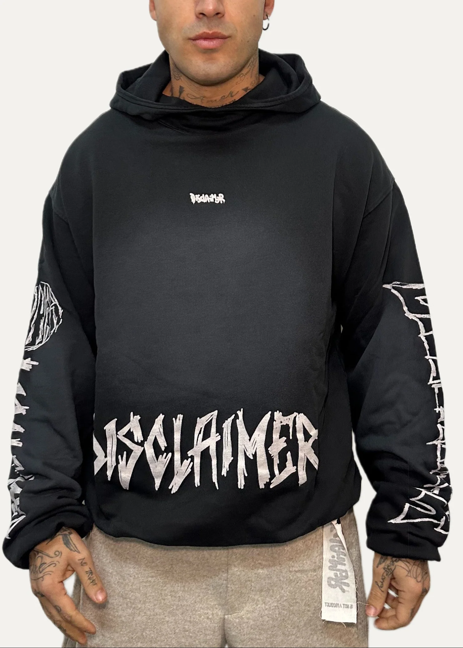 Felpa DISCLAIMER con cappuccio boxy fit antracite