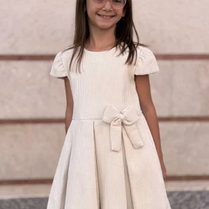 JANICE - Vestito in velluto con fiocco bambina