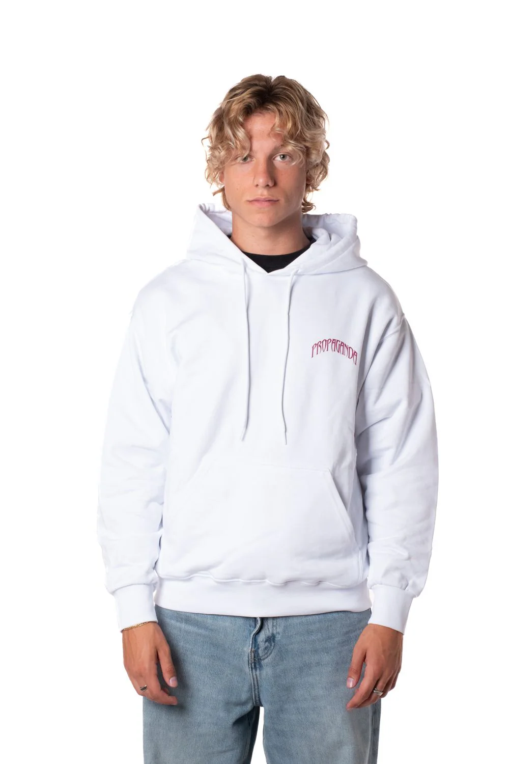 Felpa PROPAGANDA cappuccio Triangle web bianca - immagine 4
