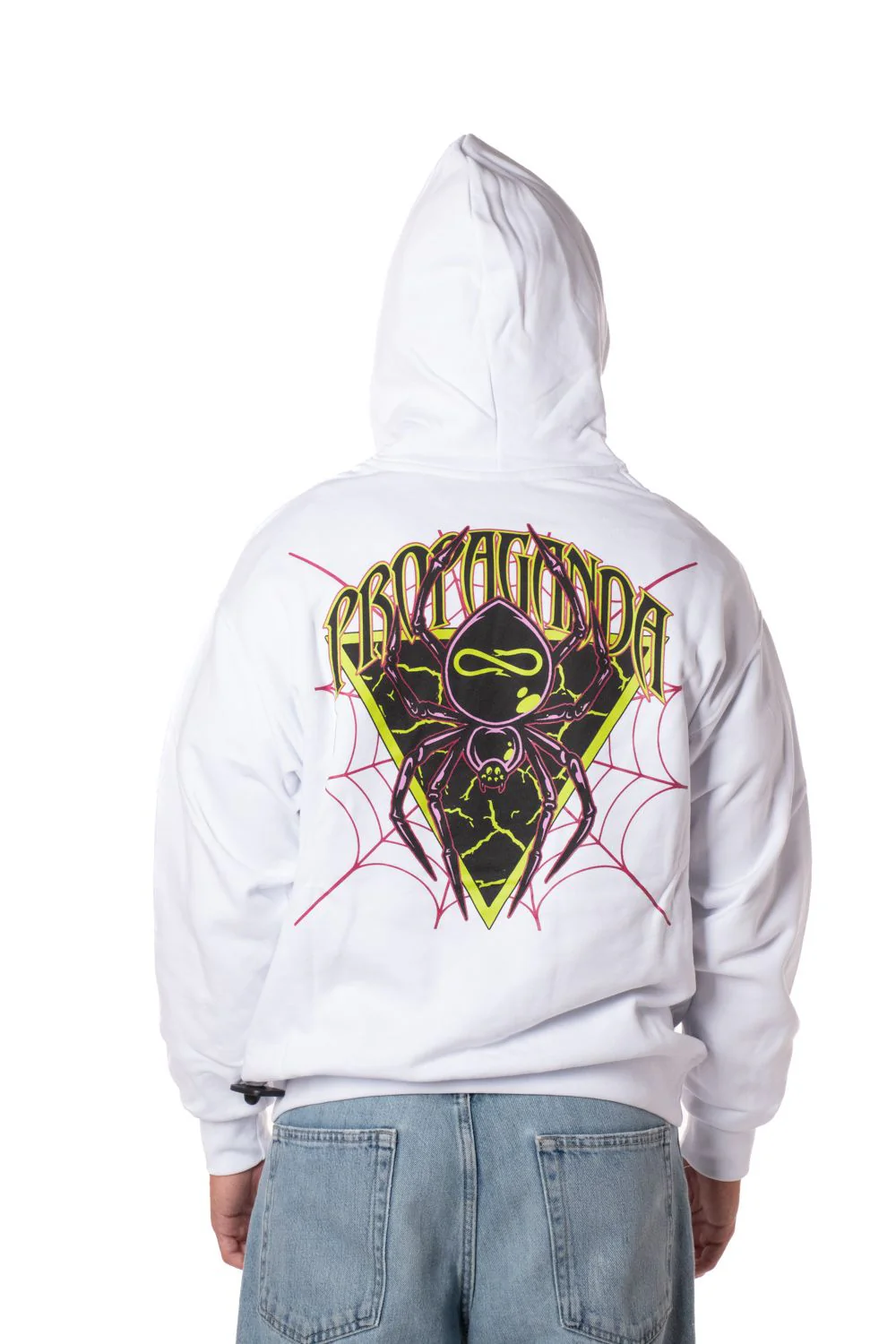 Felpa PROPAGANDA cappuccio Triangle web bianca - immagine 2