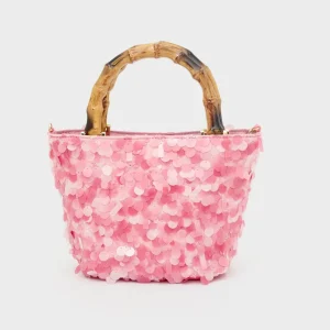 NALI - Borsa NIZZA manico bamboo con paillettes