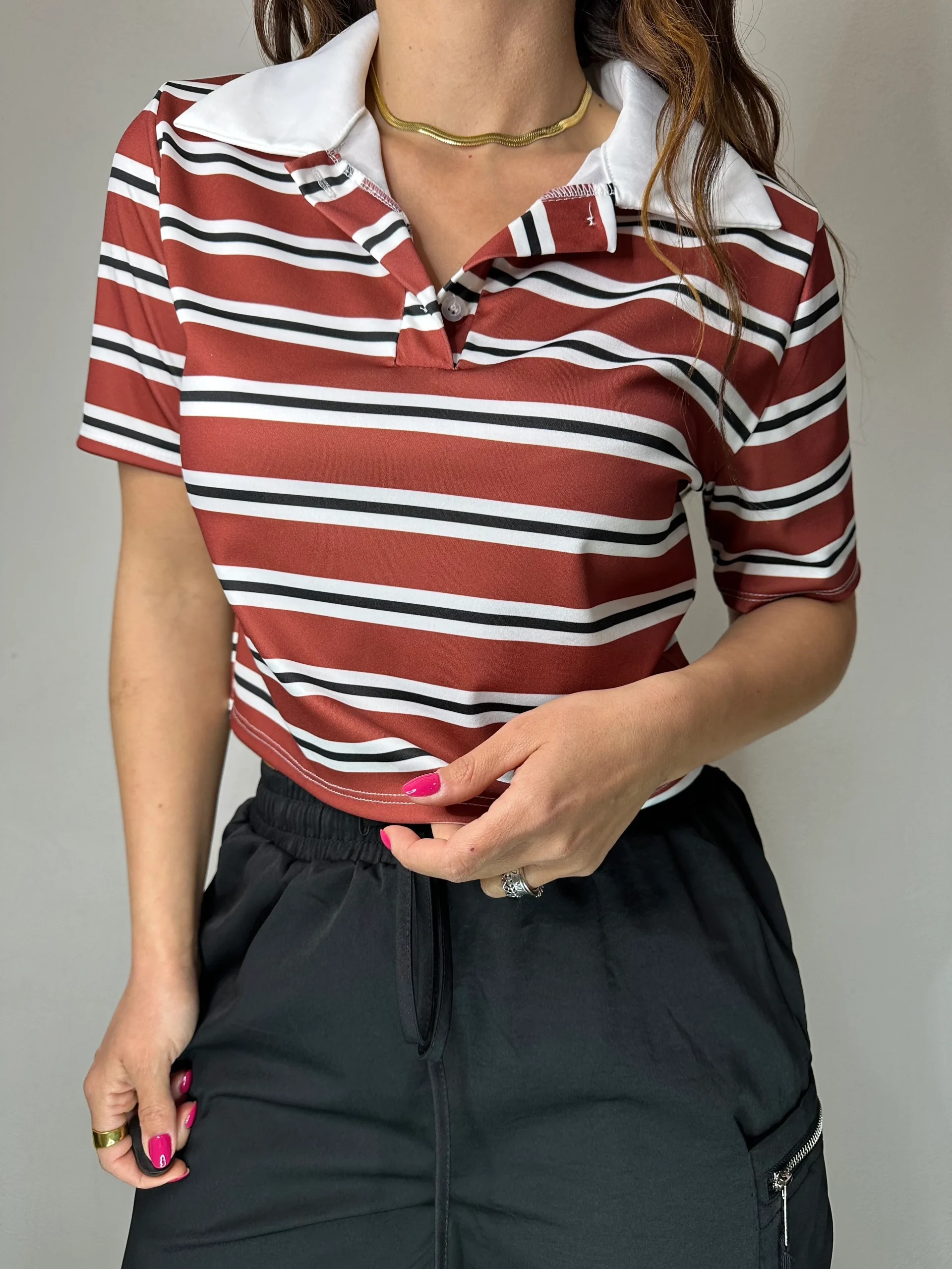 POLO A RIGHE CROP - immagine 7