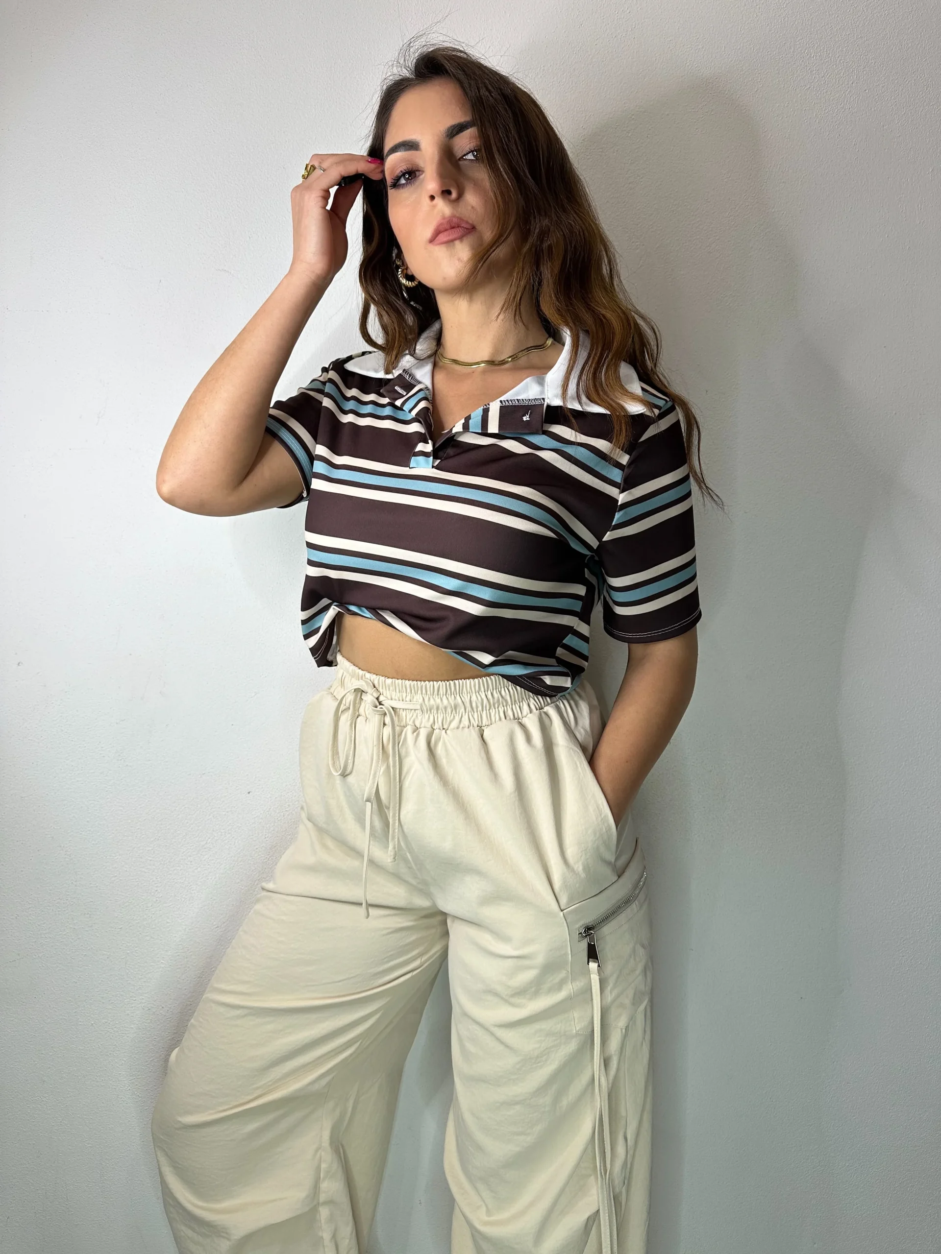 POLO A RIGHE CROP - immagine 3