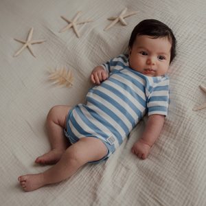 Body manica corta neonato a righe 100% Cotone