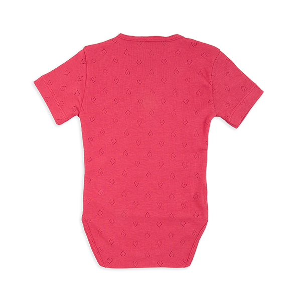 Body incrociato a manica corta traforato cuori 100% cotone neonato Fucsia - immagine 4