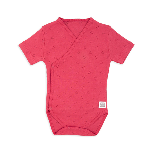 Body incrociato a manica corta traforato cuori 100% cotone neonato Fucsia - immagine 3
