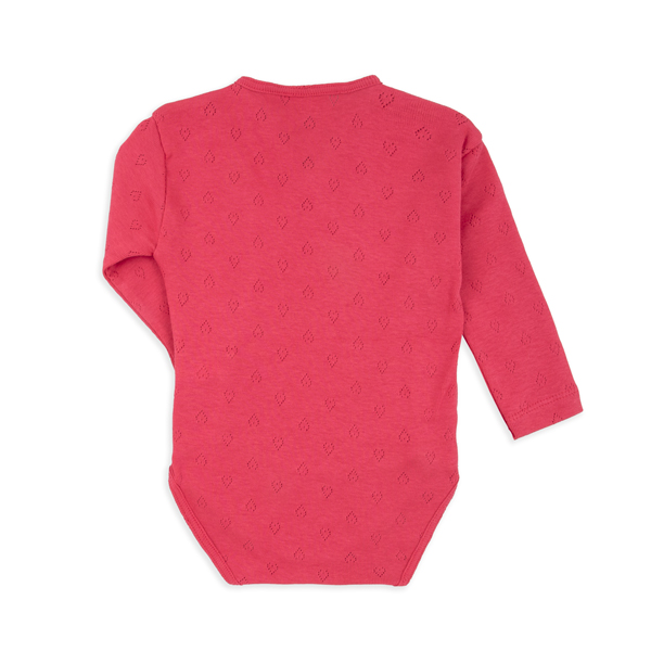 Body incrociato a maniche lunghe traforato con cuori 100% cotone neonato Fucsia - immagine 4