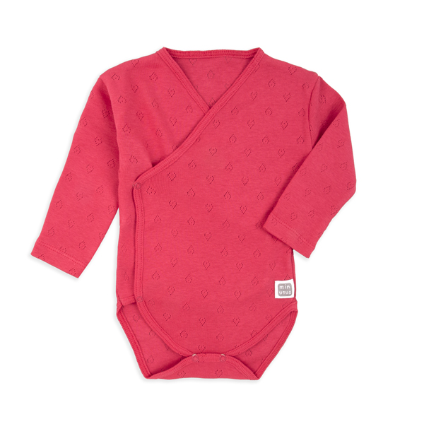 Body incrociato a maniche lunghe traforato con cuori 100% cotone neonato Fucsia - immagine 3