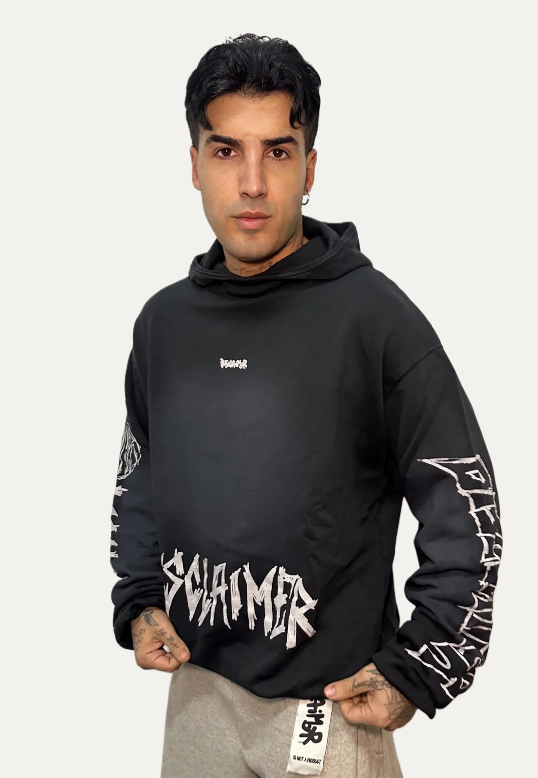 Felpa DISCLAIMER con cappuccio boxy fit antracite - immagine 5