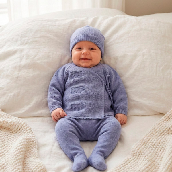 Completo 3 pezzi ghettina e maglia neonato 100% cotone - immagine 3