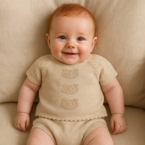 Completo Copripannolino e Maglietta Maniche Corte in Maglia 100% Cotone