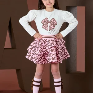 A-DEE - SET COMPLETO - T-shirt bianca e gonna Milan bambina