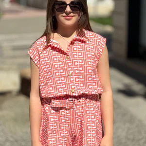 JANICE - Tuta bianca e arancio bambina